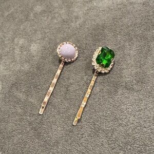 Green Crystal Halo Bobby Pin Hair Clip